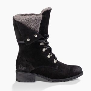 Ugg Gradin suede lace up combat boots shearling lined